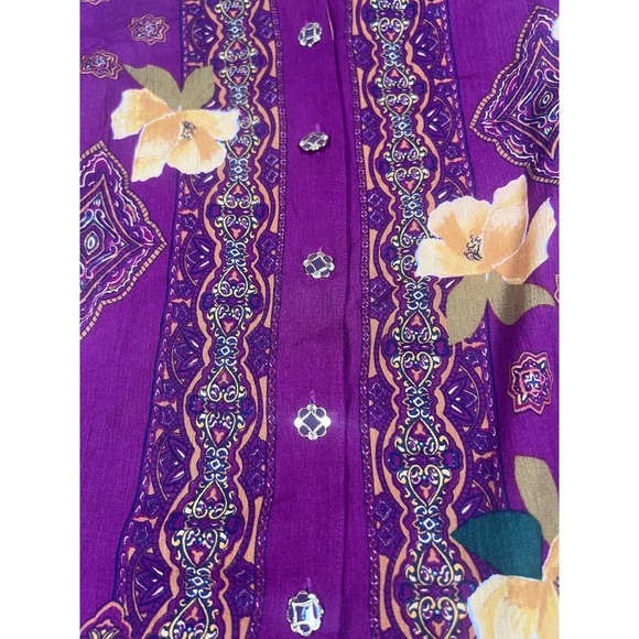 Vintage SK‎ & Company Shirt Womens Petite Small Floral Long Sleeve Button Up 90s - Picture 5 of 13